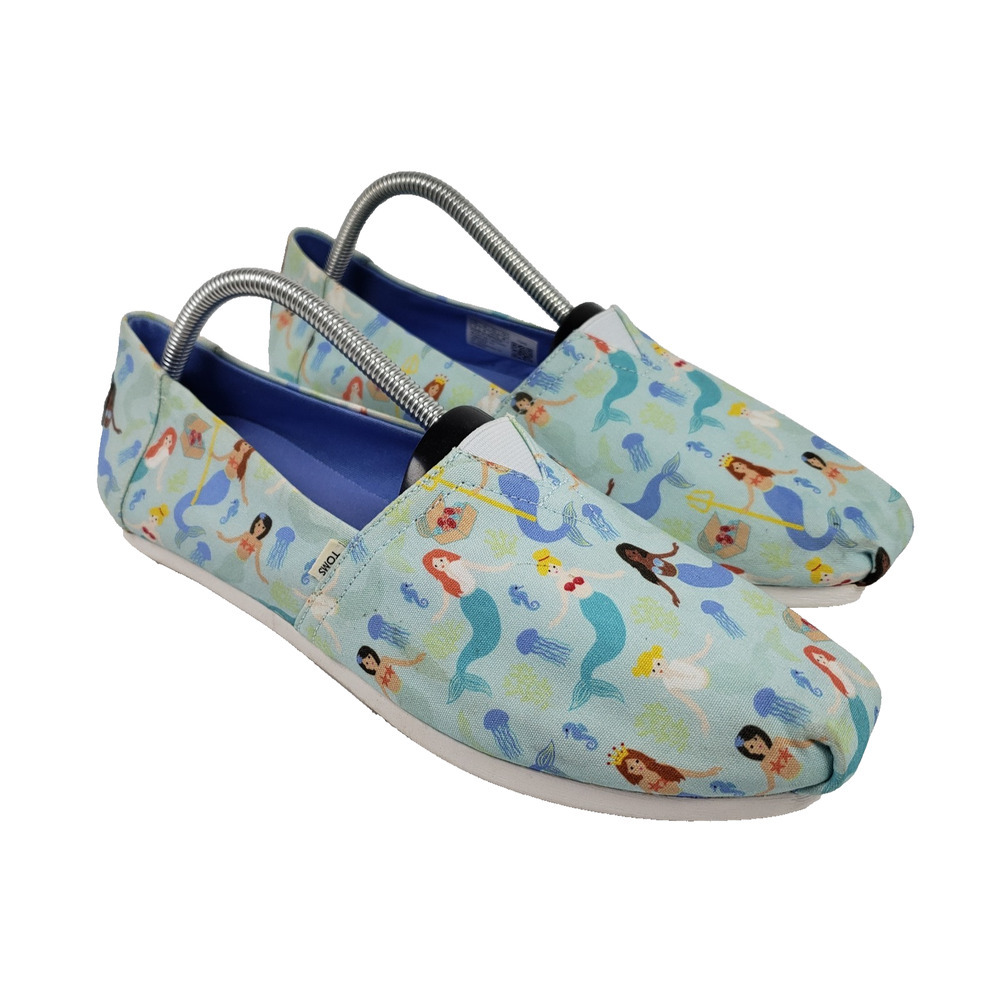 Toms Alpargata Womens Size 11 Pastel Blue Mermaid Party Slip On Loafer Shoes